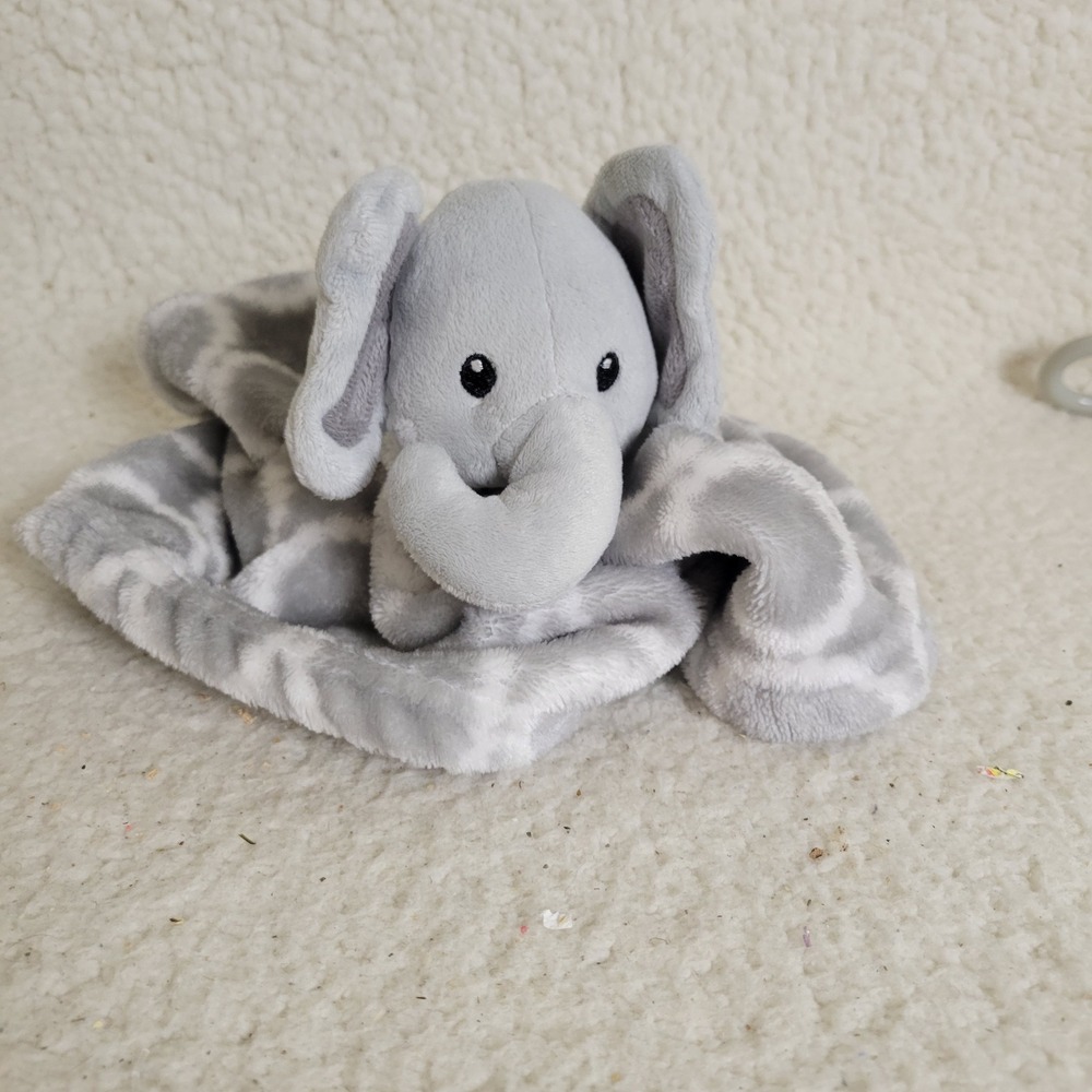 Hudson Baby Grey Elephant Plush Security Blanket Lovey Geometric Circles 50589
